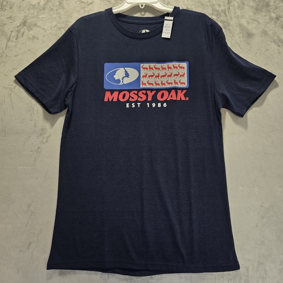 Mossy Oak Other - Mossy Oak Logo T-Shirt Men's Medium Navy Blue Deer Elk Outdoors Hunting NWT
